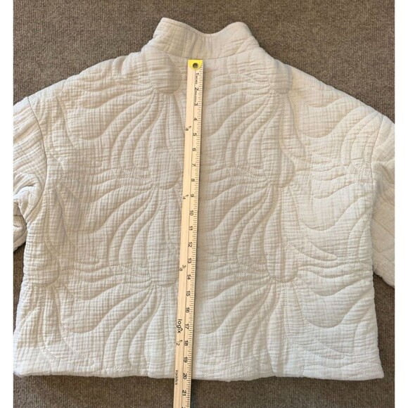 7 For All Mankind Quilted Cropped Jacket Womens L Lined Cotton Puffer - Picture 8 of 9